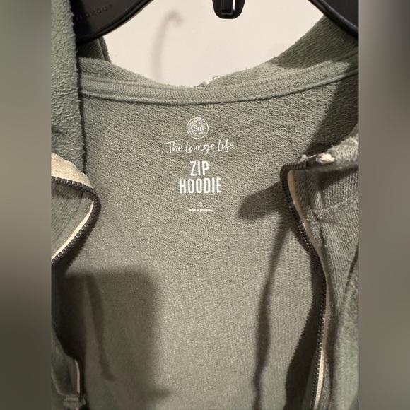 Olive Green Zip Hoodie - Picture 3 of 5